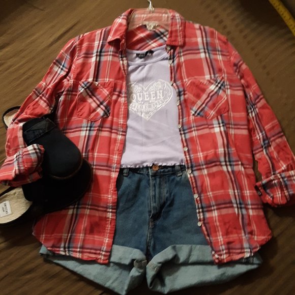 SALE Aeropostale Sm Pink Plaid Button Down Shirt - Picture 13 of 13